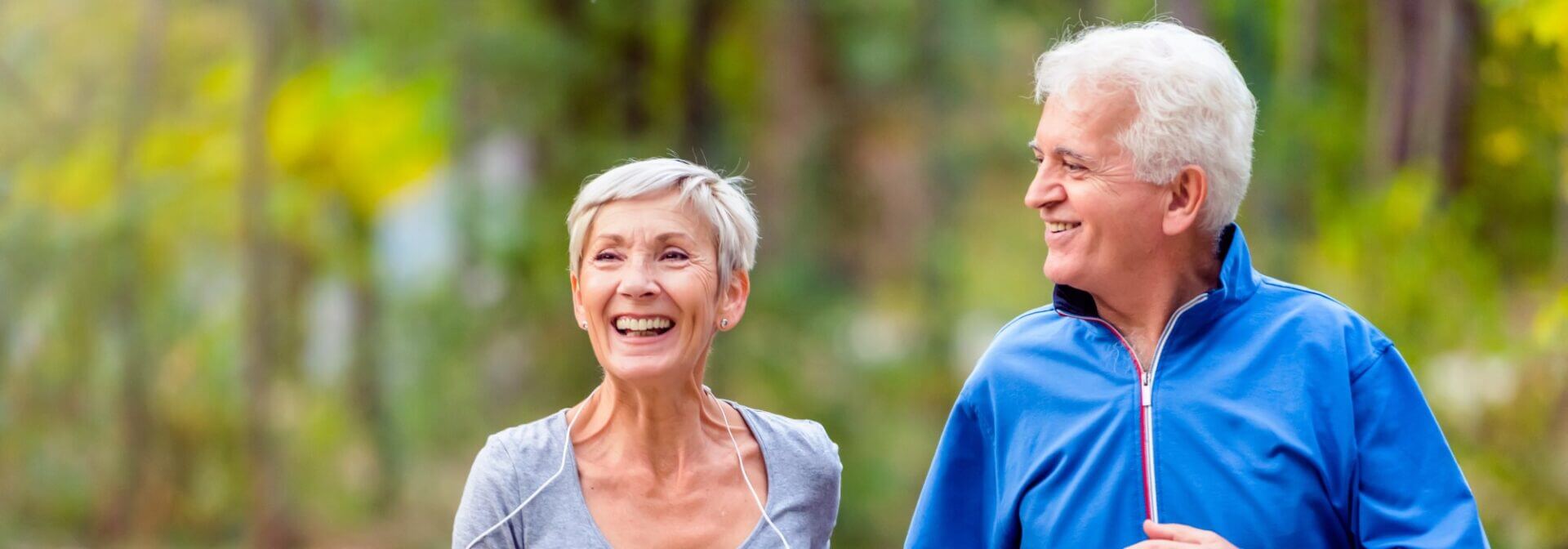 Image of a healthy senior couple jogging after a geriatric care appointment with Lister Health Care in Northern Alabama.
